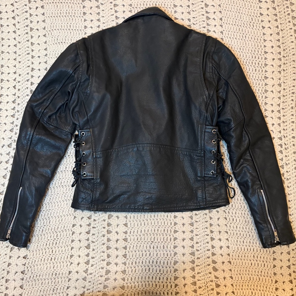 American Top Vintage Black Leather Motorcycle Jacket Size 36 - Unisex - Picture 12 of 16